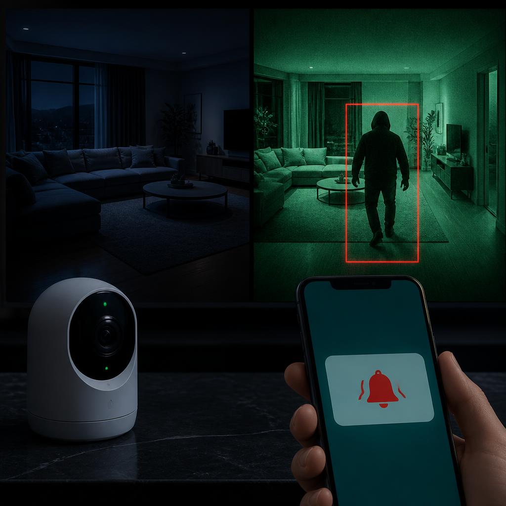 Vision nocturne infrarouge de la caméra ampoule avec détection de mouvement et alerte instantanée sur smartphone